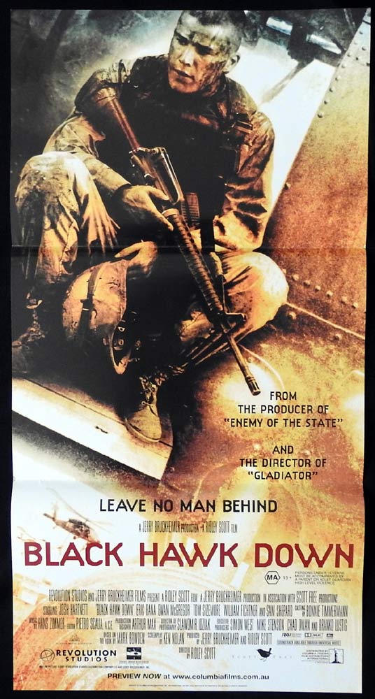 BLACK HAWK DOWN Original Daybill Movie poster Josh Hartnett Eric Bana