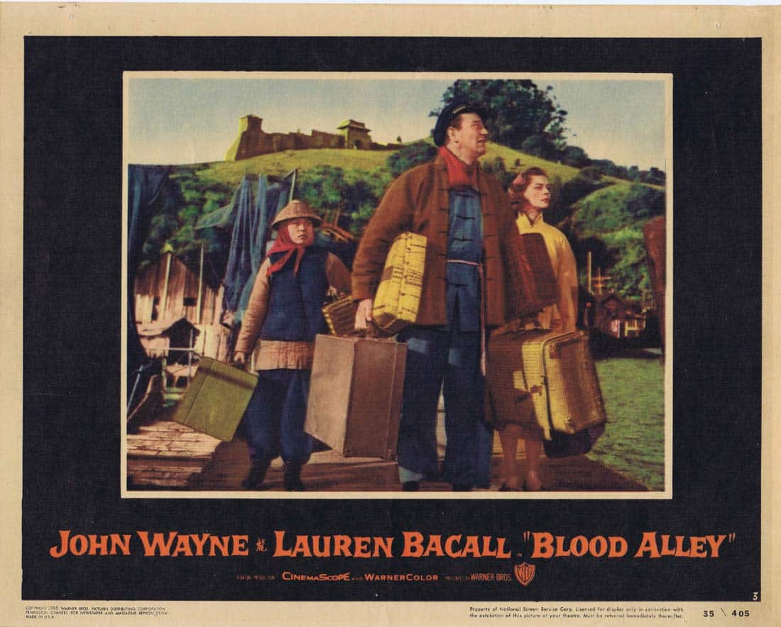 BLOOD ALLEY Original Lobby Card 3 John Wayne Lauren Bacall