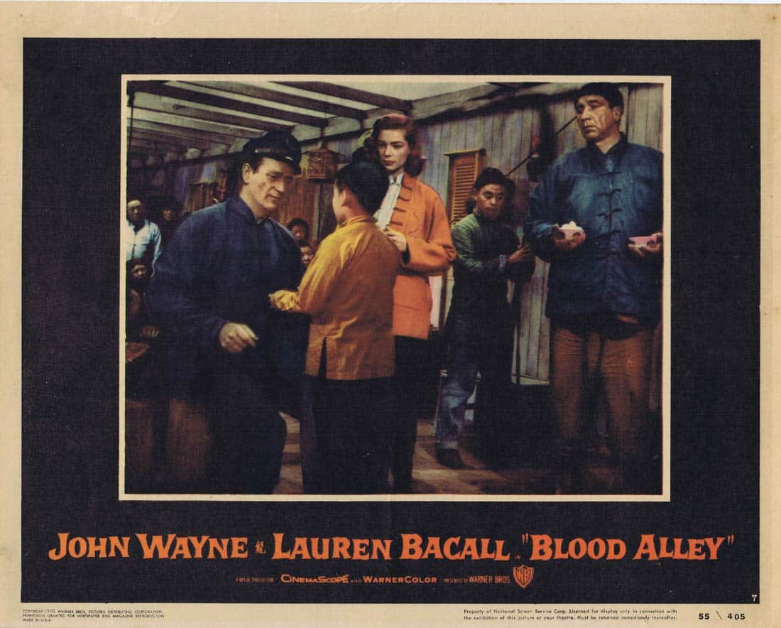 BLOOD ALLEY Original Lobby Card 7 John Wayne Lauren Bacall