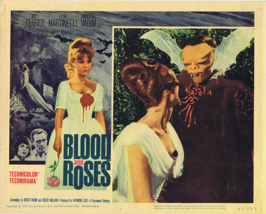 BLOOD AND ROSES Original US Lobby Card 5 Roger Vadim Elsa Martinelli Horror