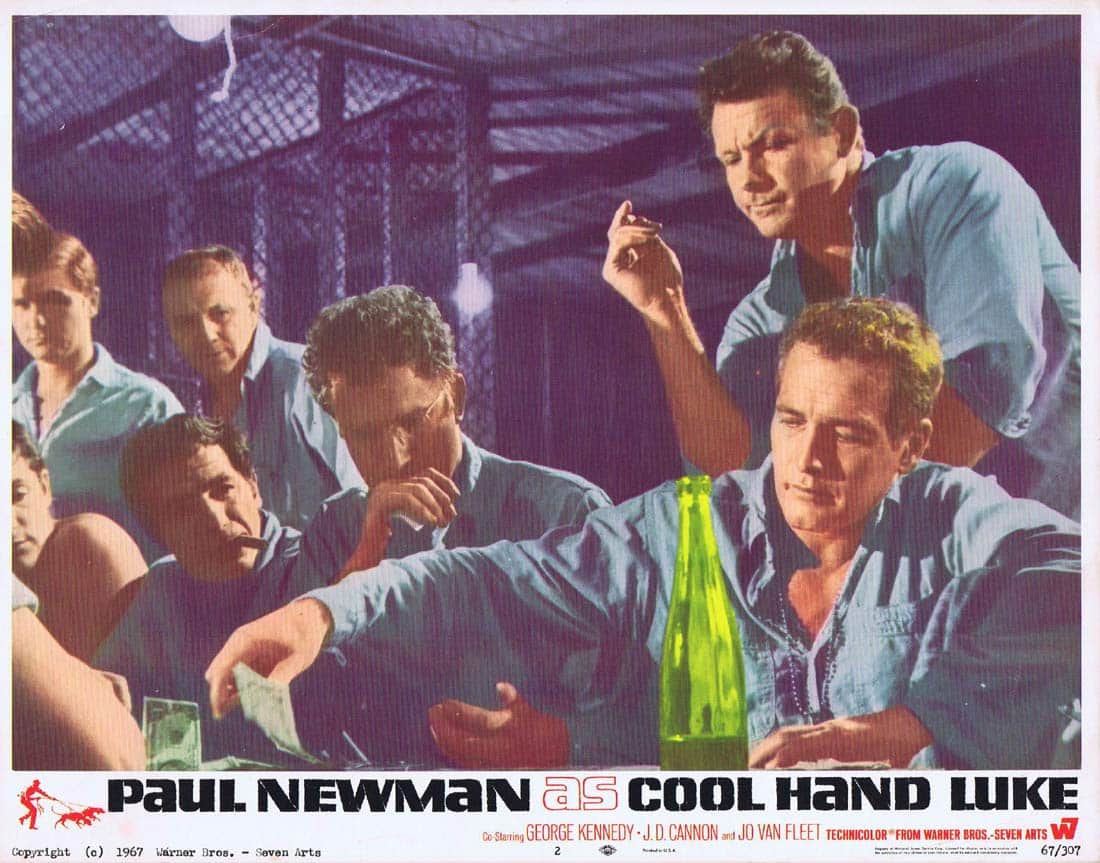 COOL HAND LUKE Original Lobby Card 2 Paul Newman George Kennedy