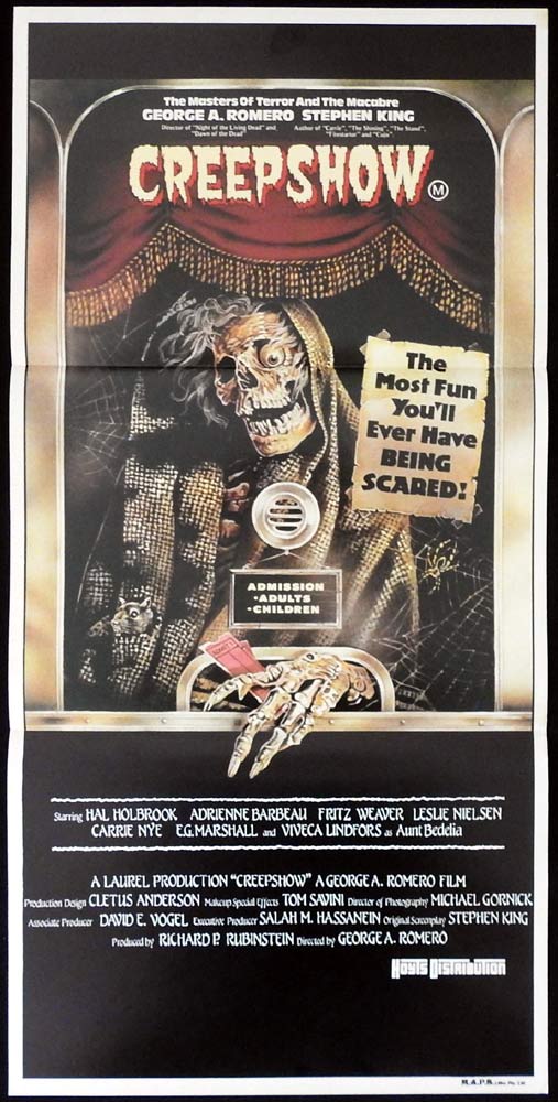 CREEPSHOW Original Daybill Movie poster Hal Holbrook George A. Romero Stephen King