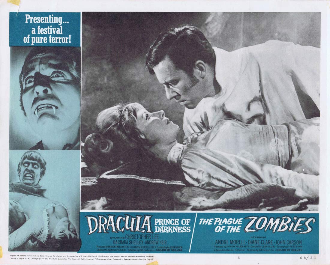 DRACULA PRINCE OF DARKNESS plus PLAGUE OF THE ZOMBIES Lobby Card 5 Hammer Horror