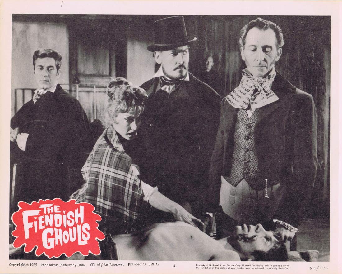THE FIENDISH GHOULS Original Lobby Card 4 Peter Cushing Mania Horror