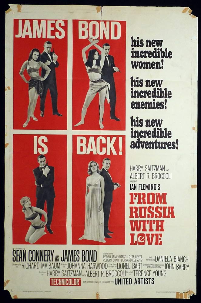 FROM RUSSIA WITH LOVE Original US one sheet Movie Poster Sean Connery James Bond