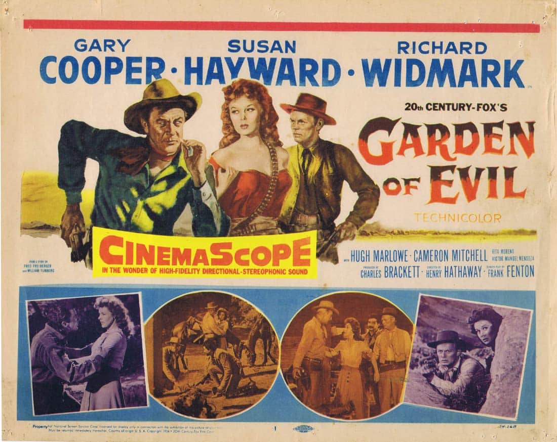 GARDEN OF EVIL Original Title Lobby Card Susan Hayward Gary Cooper Richard Widmark