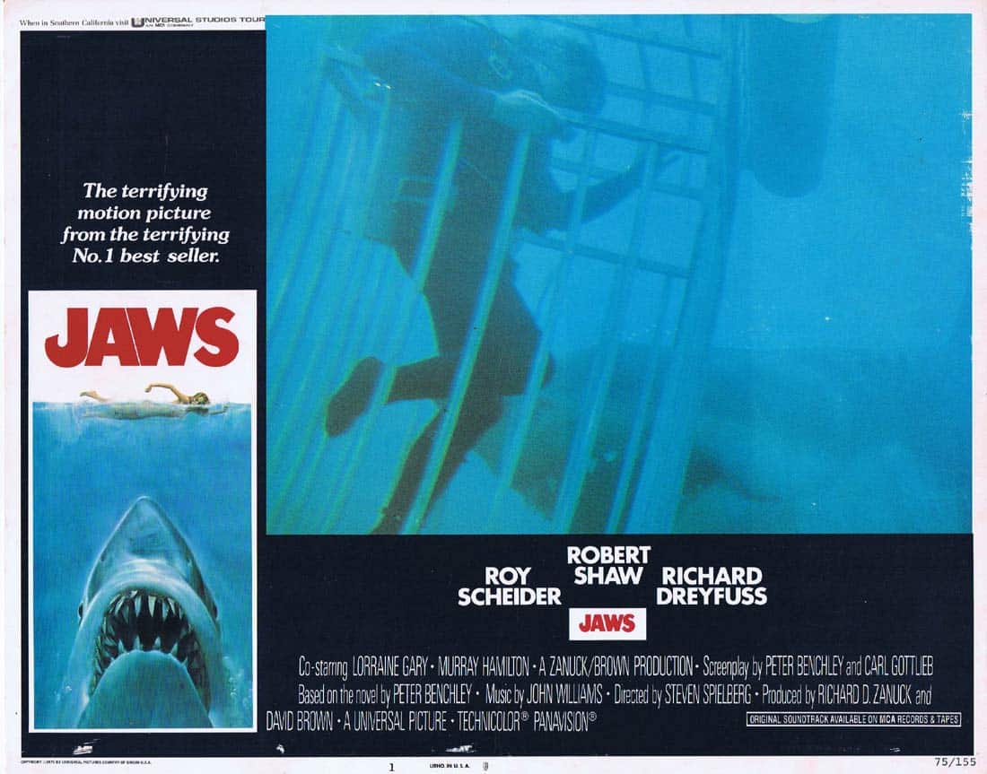 JAWS Original Lobby Card 1 Roy Scheider Richard Dreyfuss Great White Shark