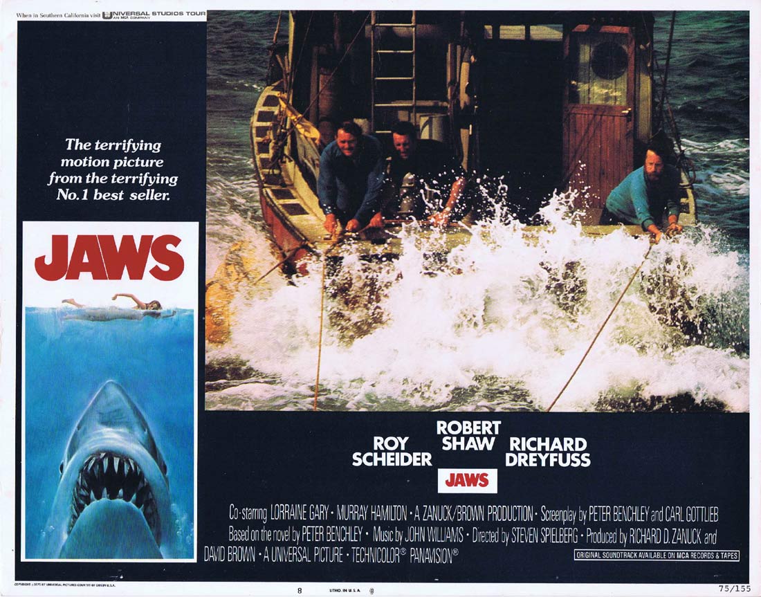 JAWS Original Lobby Card 8 Roy Scheider Richard Dreyfuss Great White Shark