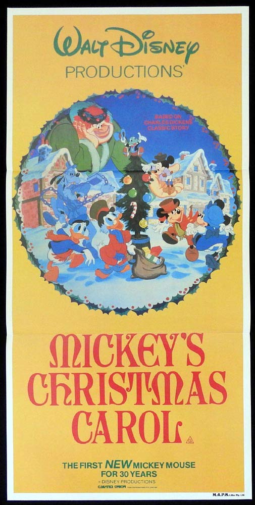 MICKEY’S CHRISTMAS CAROL Original Daybill Movie Poster Alan Young Disney