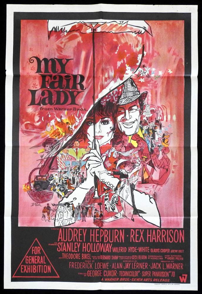 MY FAIR LADY Original 1968r one sheet Movie Poster Audrey Hepburn