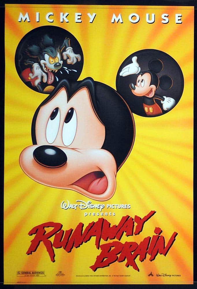RUNAWAY BRAIN Original US One sheet Movie poster Mickey Mouse Disney Kelsey Grammer