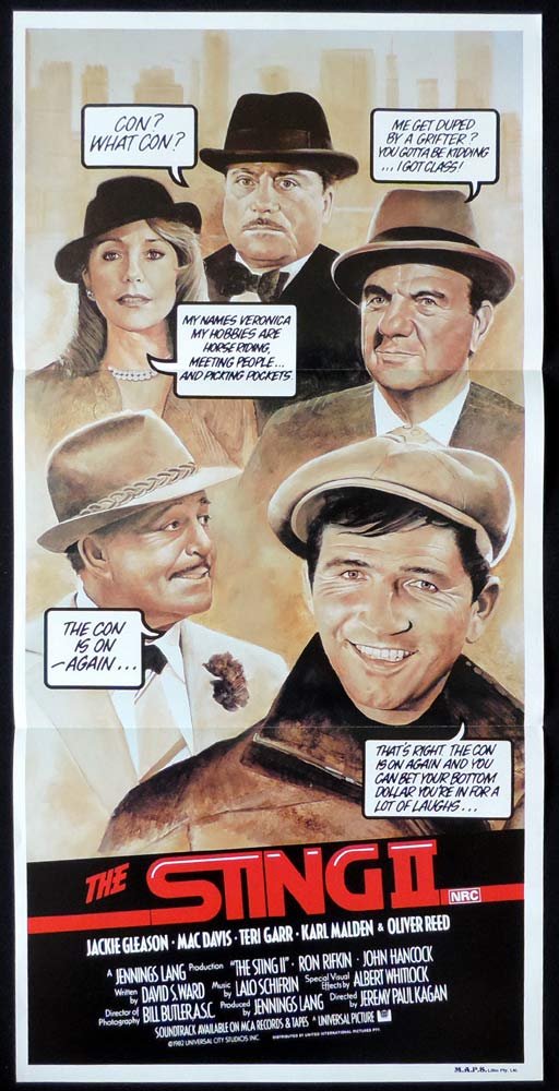 THE STING II Original Daybill Movie Poster Jackie Gleason Mac Davis Teri Garr