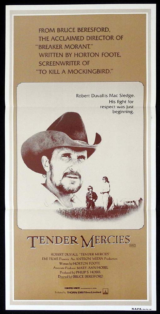 TENDER MERCIES Original Daybill Movie Poster Robert Duvall Tess Harper