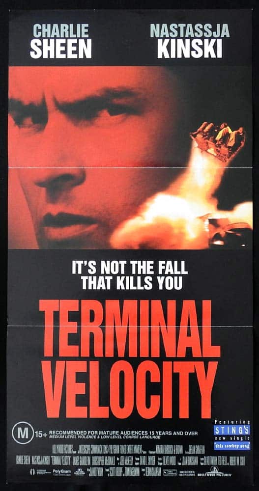 TERMINAL VELOCITY Original Daybill Movie poster Charlie Sheen Nastassja Kinski