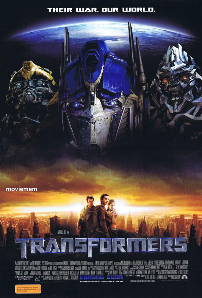 TRANSFORMERS Original DS Advance Daybill Movie Poster Shia LaBeouf Tyrese Gibson