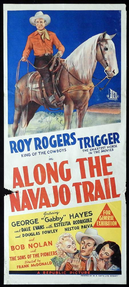 ALONG THE NAVAJO TRAIL Daybill Movie poster Roy Rogers Gabby Hayes Dale Evans