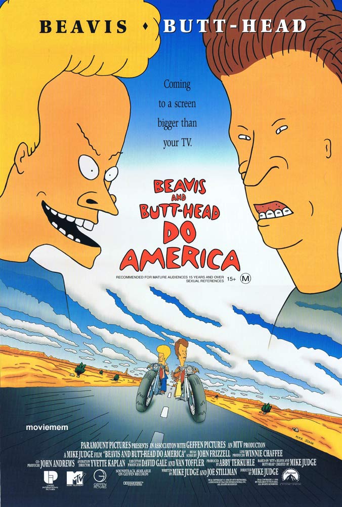 BEAVIS AND BUTTHEAD DO AMERICA Original DS Daybill Movie Poster Mike Judge Demi Moore