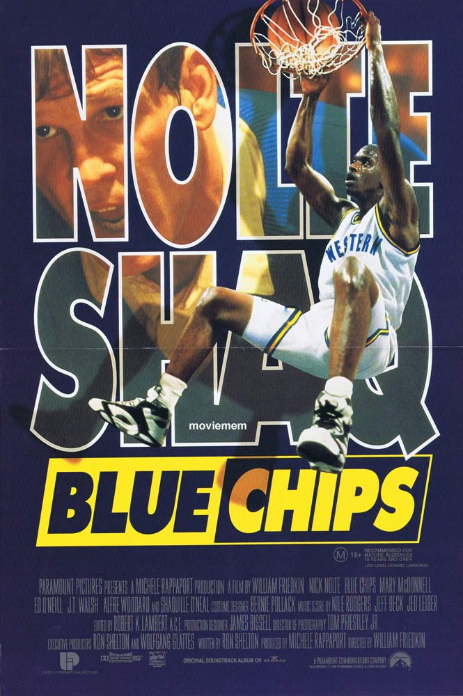 BLUE CHIPS Original Daybill Movie Poster Shaquille O’Neal Nick Nolte Basketball