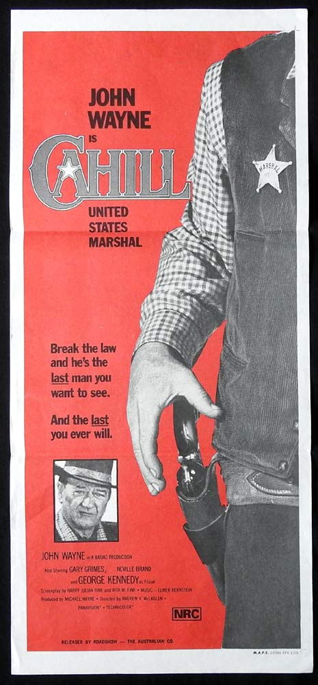 CAHILL US MARSHALL Original Daybill Movie poster John Wayne Gary Grimes