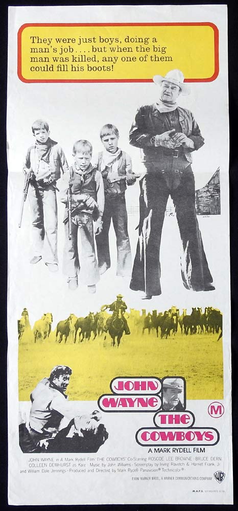THE COWBOYS Original Daybill Movie poster John Wayne Roscoe Lee Browne