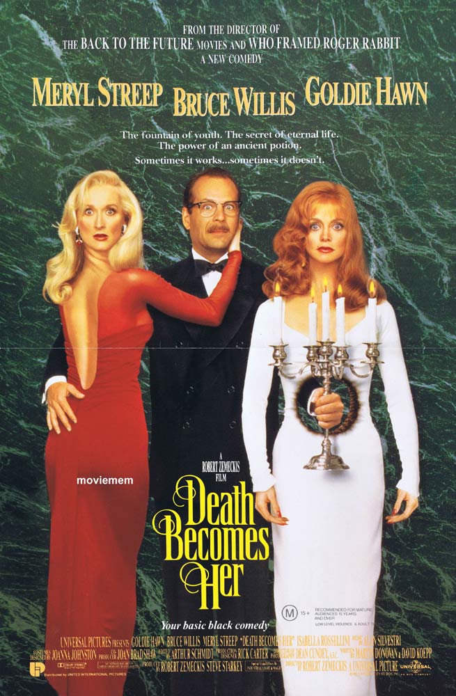 DEATH BECOMES HER Original Daybill Movie Poster Meryl Streep Bruce Willis Goldie Hawn