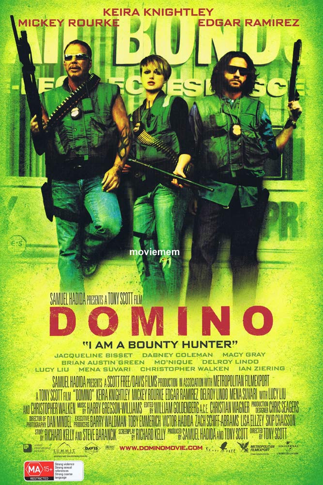 DOMINO Original DS Daybill Movie Poster Keira Knightley Mickey Rourke