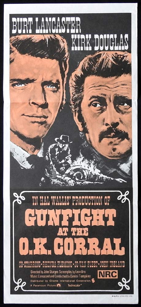 GUNFIGHT AT THE OK CORRAL Original 1970sr Daybill Movie poster Burt Lancaster Kirk Douglas