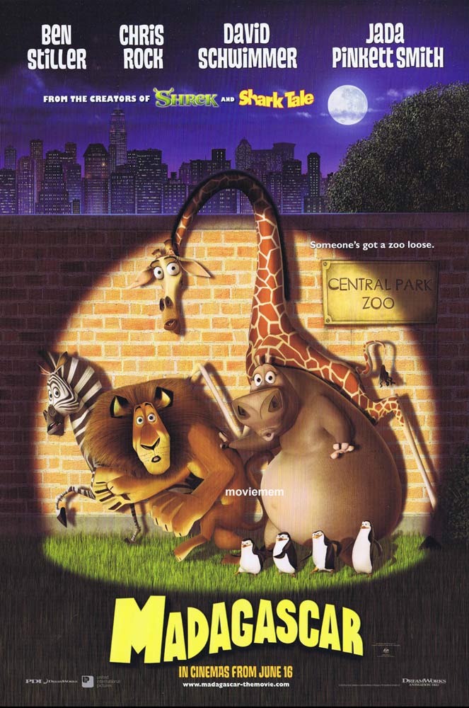 MADAGASCAR Original DS Daybill Movie Poster Ben Stiller Chris Rock David Schwimmer