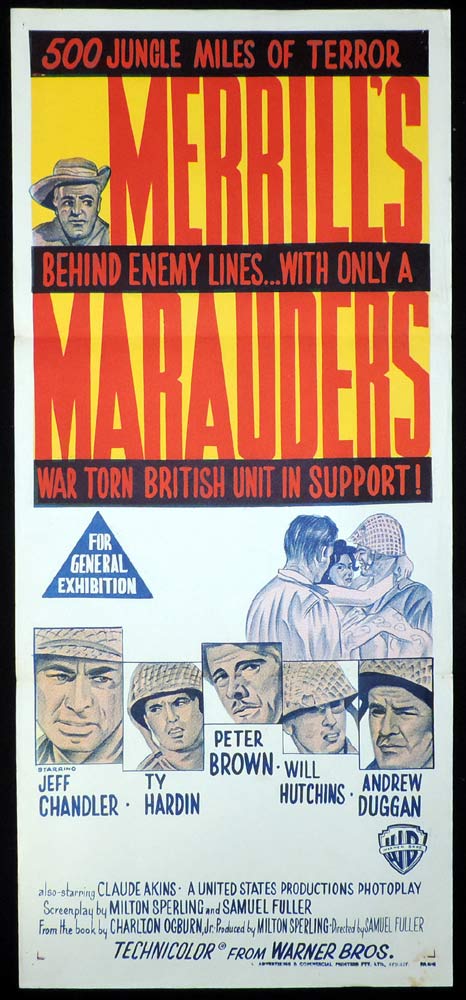 MERRILL’S MAURAUDERS Original Daybill Movie Poster Jeff Chandler Ty Hardin
