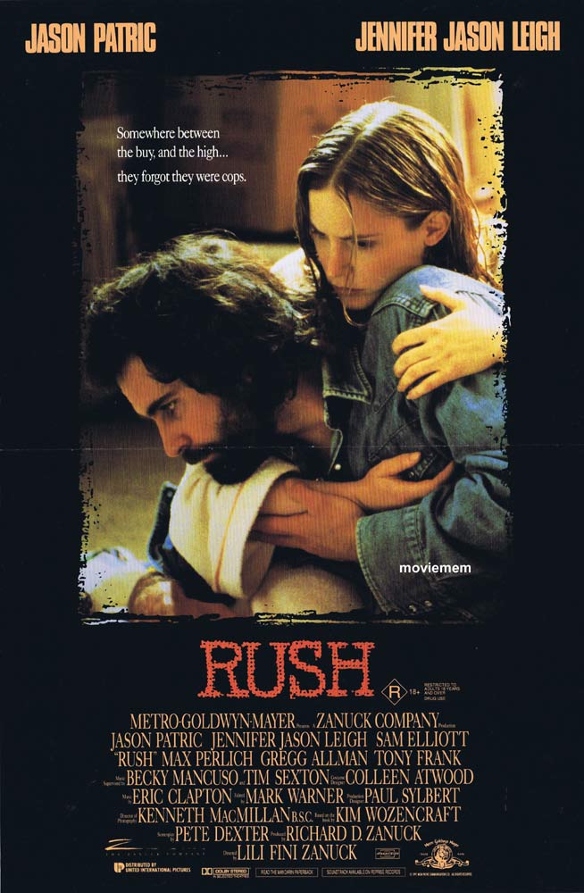 RUSH Original Daybill Movie Poster Jason Patric Jennifer Jason Leigh