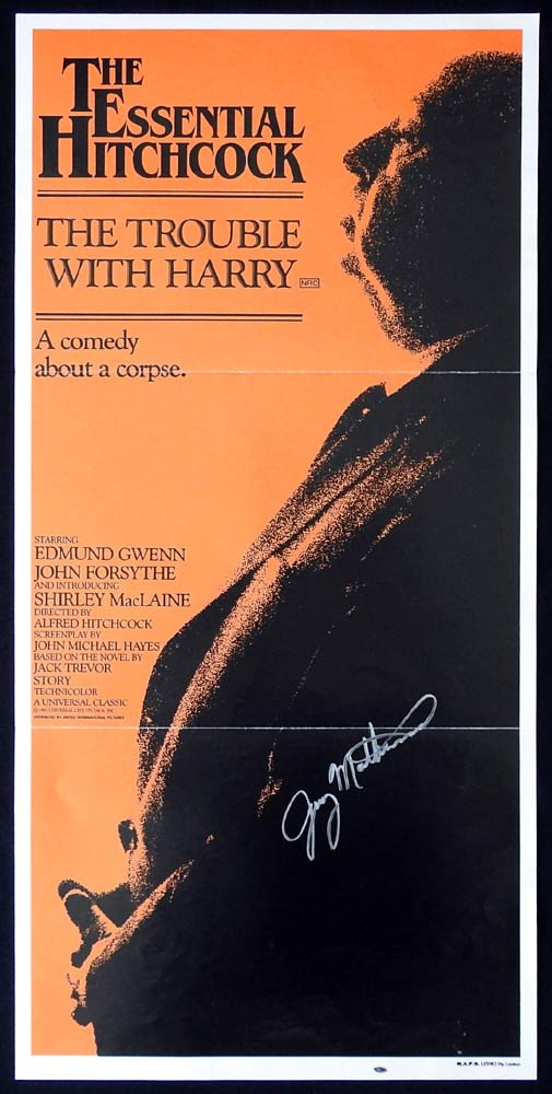 THE TROUBLE WITH HARRY Original 1983r Daybill Movie poster JERRY MATHERS Autograph Hitchcock