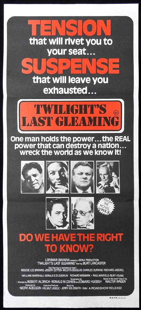 TWILIGHTS LAST GLEAMING Original Daybill Movie Poster Burt Lancaster Richard Widmark