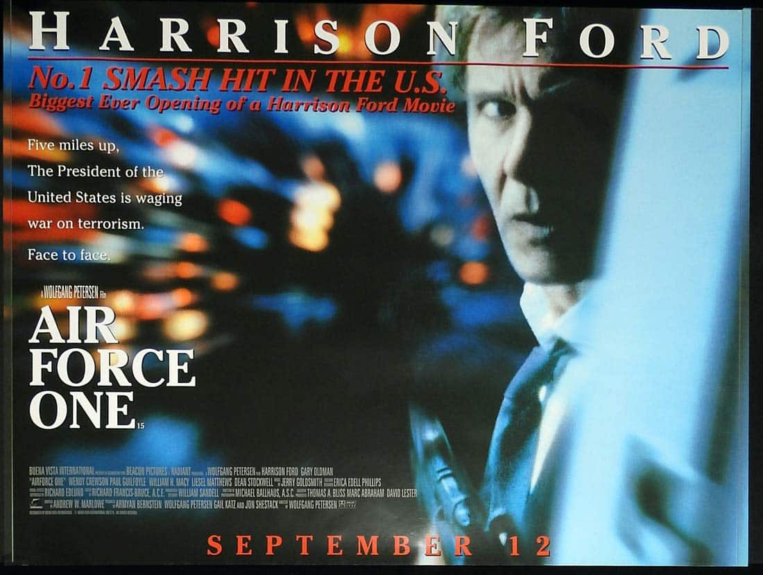 AIR FORCE ONE Original DS British Quad Movie Poster Harrison Ford Gary Oldman Glenn Close