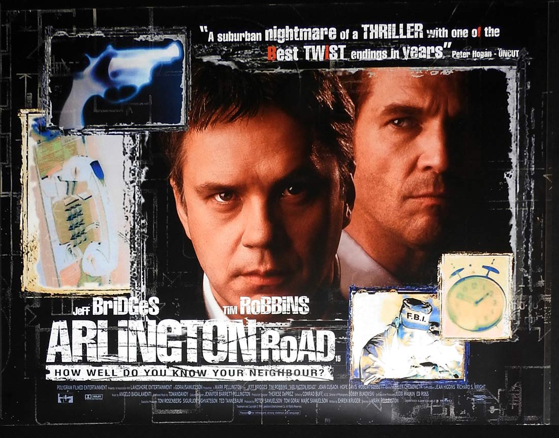 ARLINGTON ROAD Original British Quad Movie Poster Jeff Bridges Tim Robbins Joan Cusack