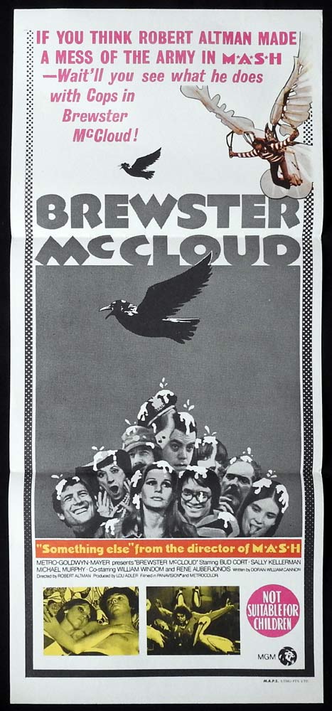 BREWSTER McCLOUD Original Daybill Movie poster Robert Altman Bud Cort
