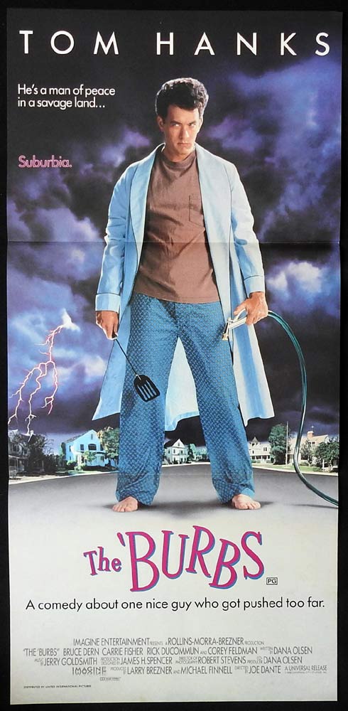 THE BURBS Original Daybill Movie poster Tom Hanks Bruce Dern Carrie Fisher