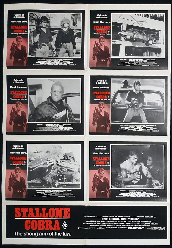 COBRA Original Photo sheet Movie poster Sylvester Stallone Brigitte Nielsen