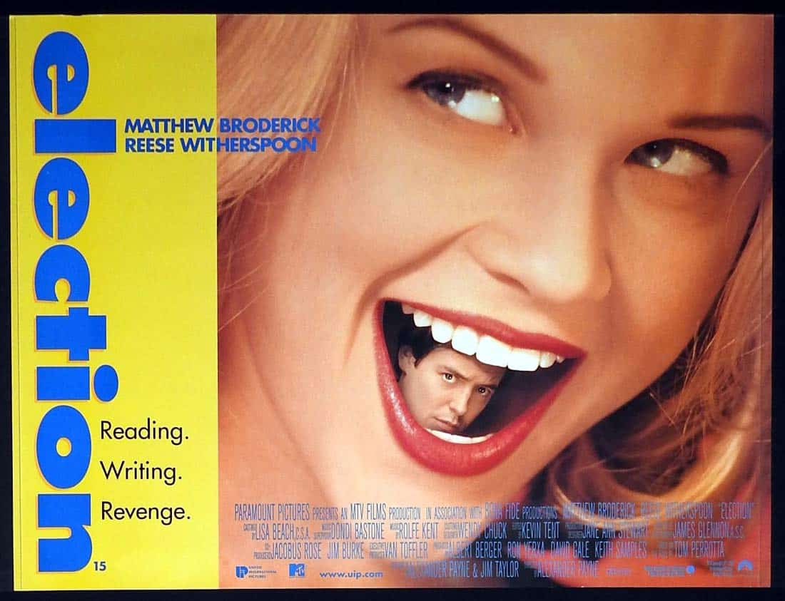 ELECTION Original DS British Quad Movie Poster Matthew Broderick Reese Witherspoon