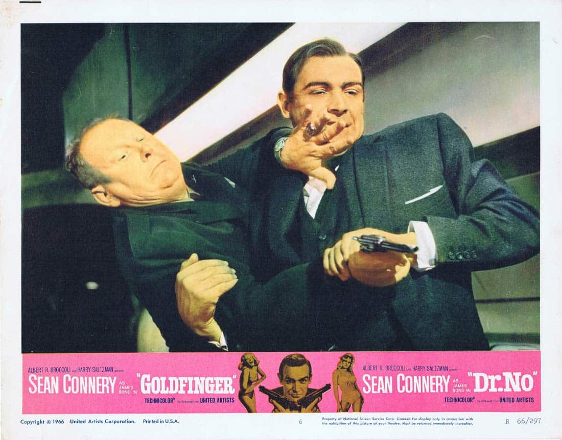 GOLDFINGER DR NO Original 66r Lobby Card 6 Sean Connery James Bond