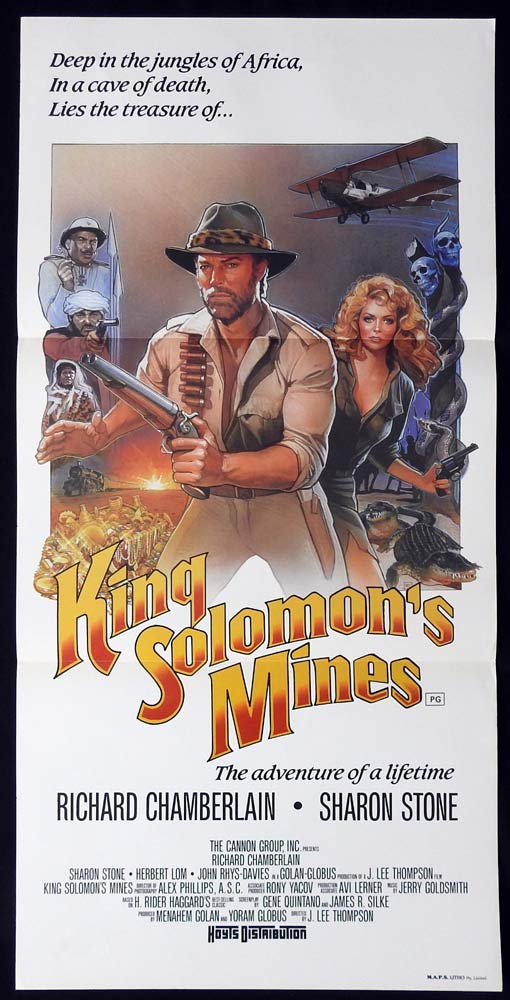 KING SOLOMON’S MINES Original Daybill Movie poster Richard Chamberlain Sharon Stone
