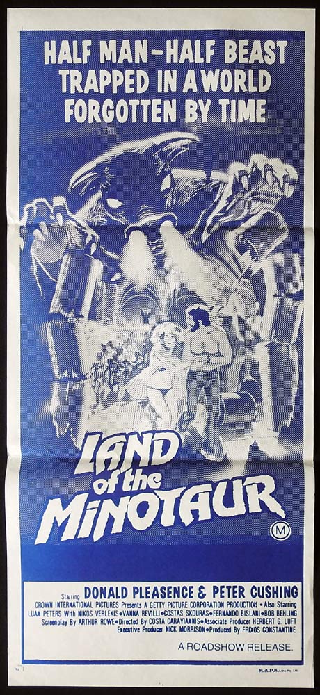 LAND OF THE MINOTAUR Original Daybill Movie poster Donald Pleasence Peter Cushing