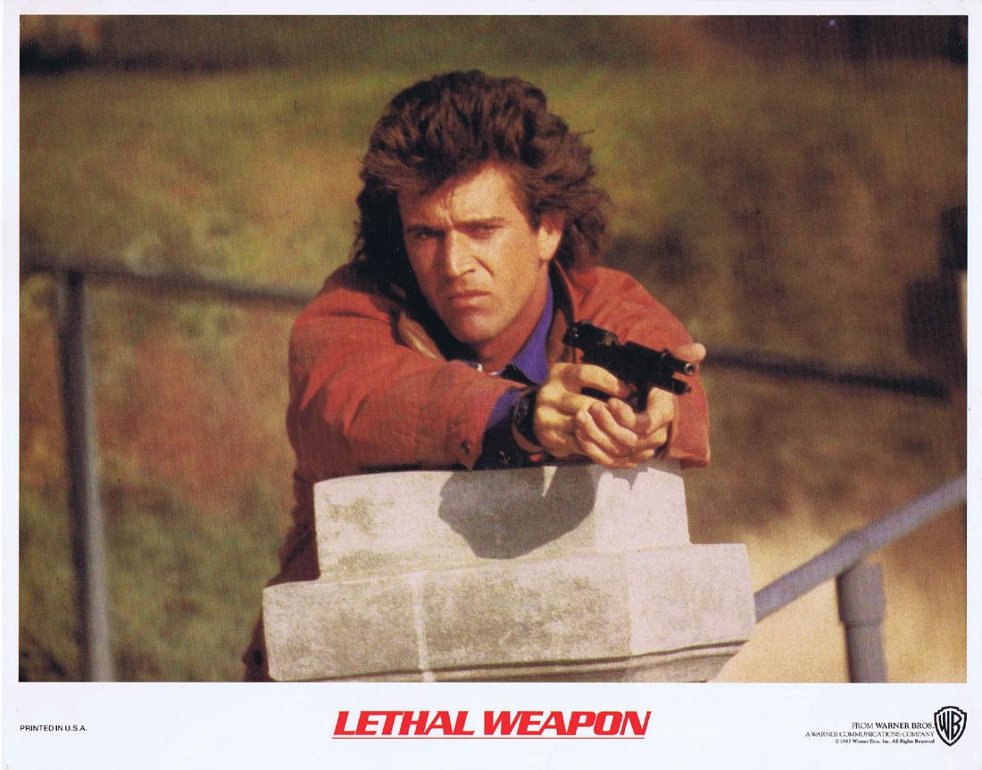 LETHAL WEAPON Original Lobby Card 2 Mel Gibson Danny Glover Gary Busey
