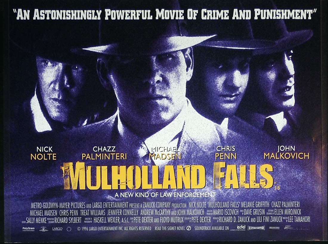 MULHOLLAND FALLS Original British Quad Movie Poster Nick Nolte Melanie Griffith