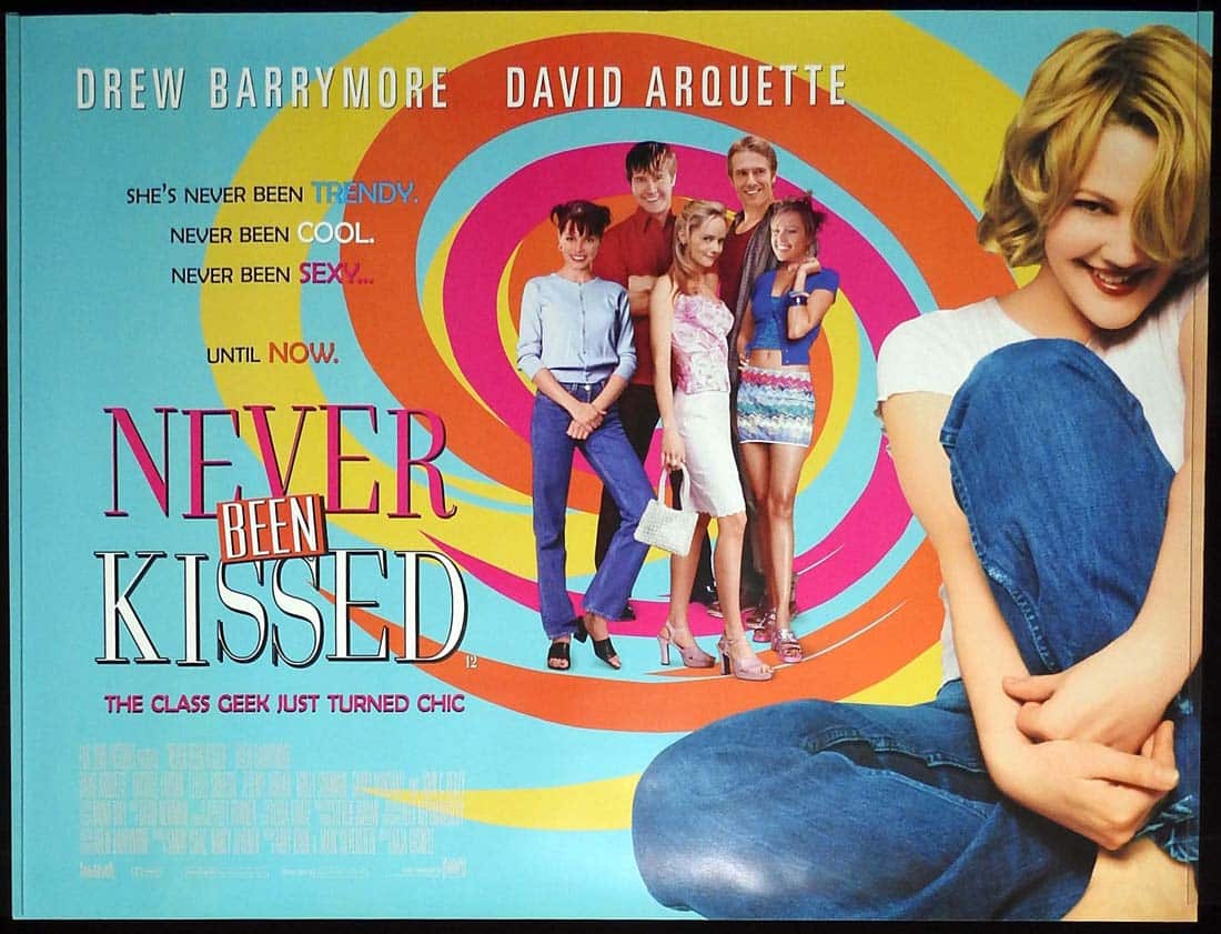 NEVER BEEN KISSED Original British Quad Movie Poster Drew Barrymore David Arquette