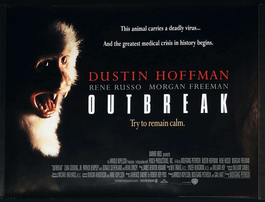 OUTBREAK Original British Quad Movie Poster Dustin Hoffman Rene Russo Morgan Freeman