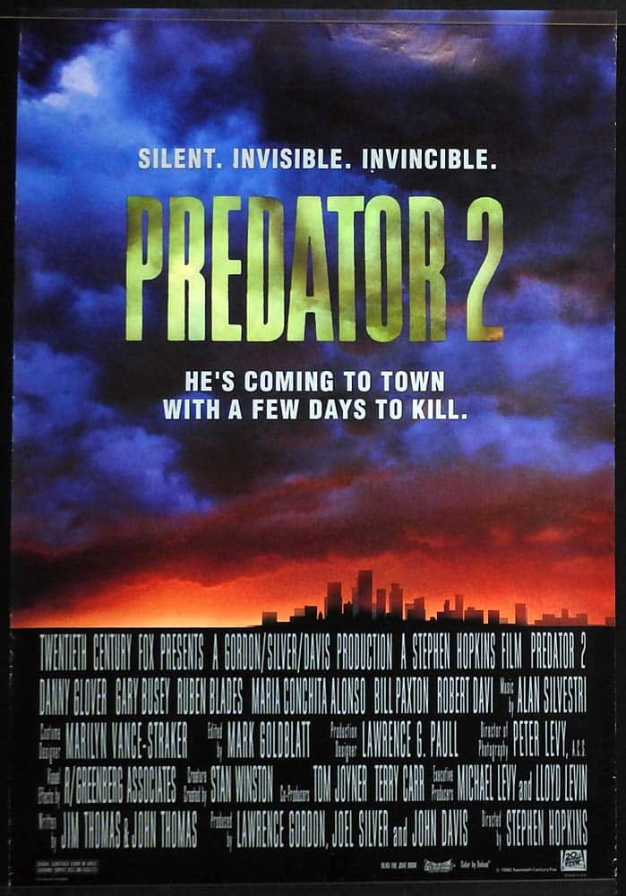 PREDATOR 2 Original DS INT Rolled One Sheet Movie Poster Danny Glover Gary Busey