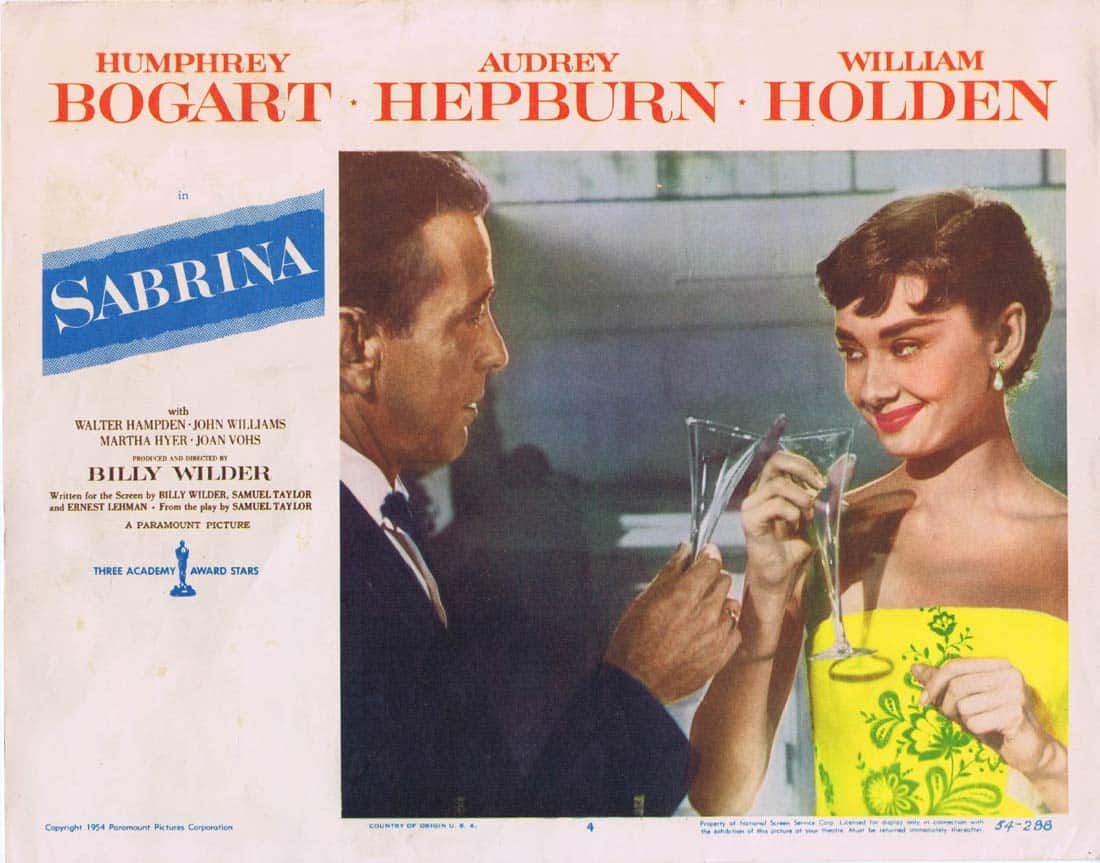SABRINA Original Lobby Card 4 Humphrey Bogart Audrey Hepburn