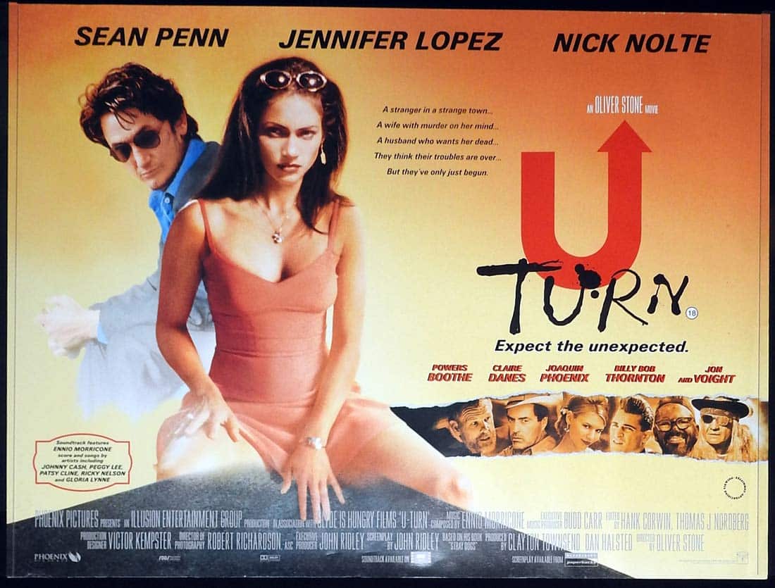 U TURN Original DS British Quad Movie Poster Sean Penn Jennifer Lopez Nick Nolte