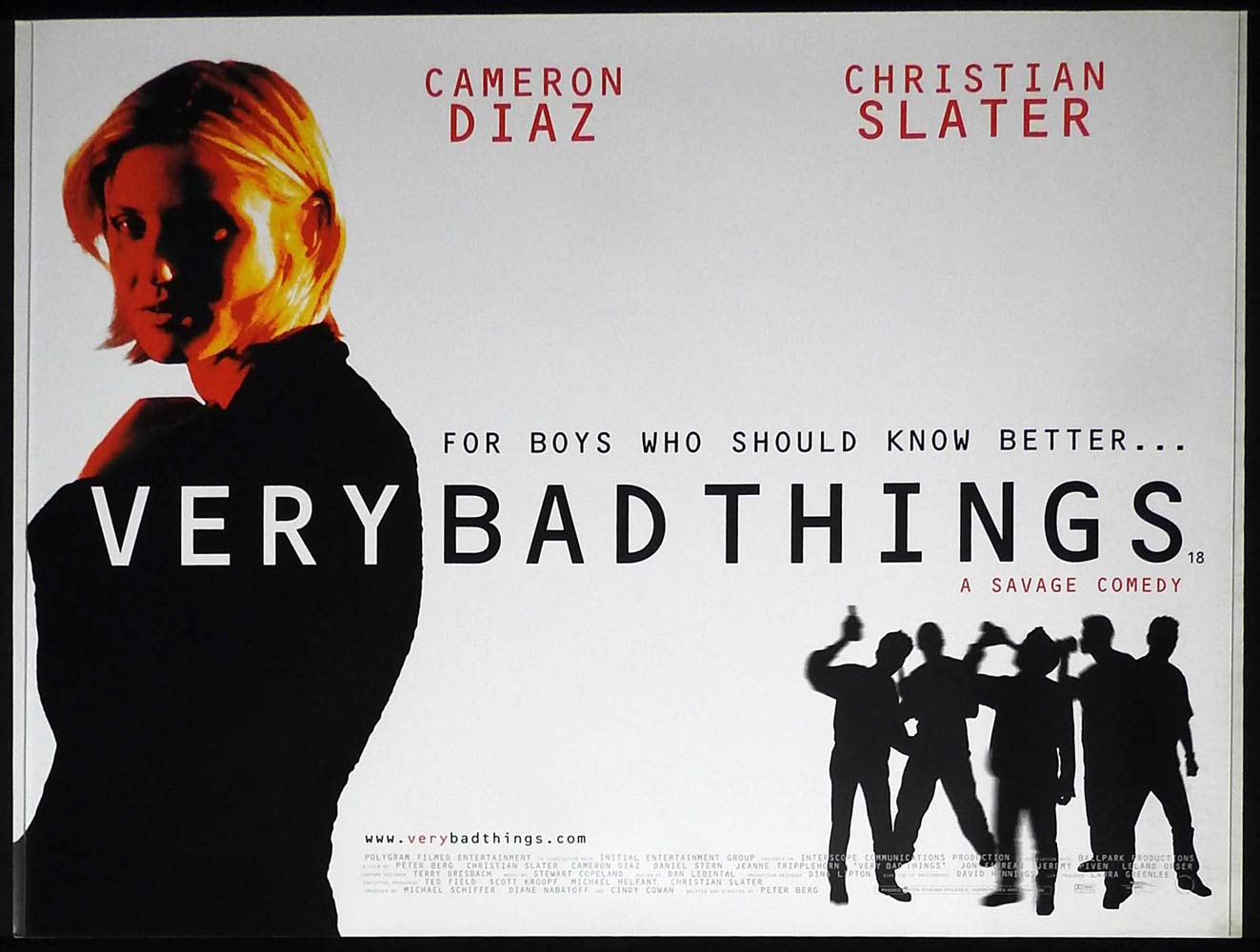 VERY BAD THINGS Original DS British Quad Movie Poster Christian Slater Cameron Diaz