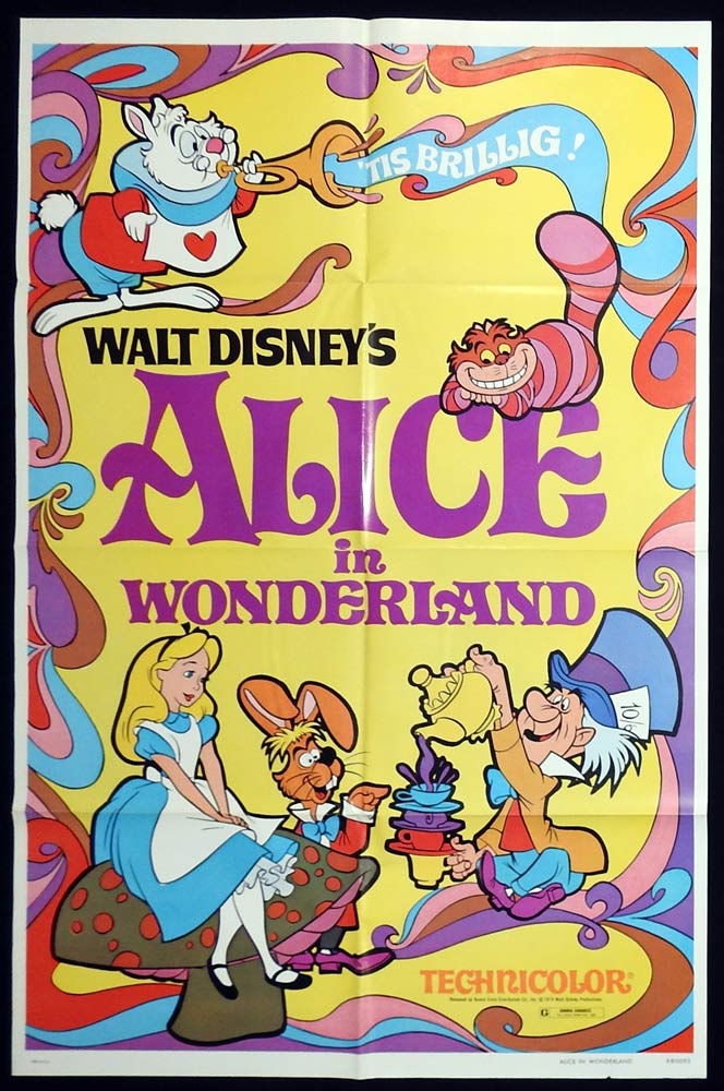 ALICE IN WONDERLAND Original 1981r US One Sheet Movie Poster Disney